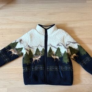 Old Navy Kids Sherpa Jacket - Cream, Green, and Black